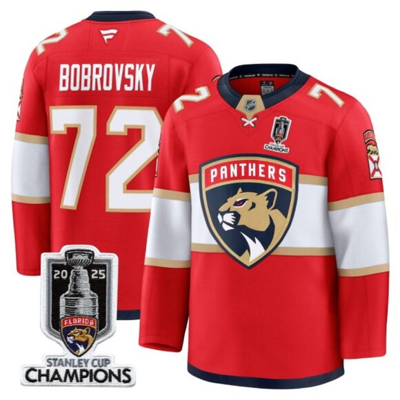 Mens Sergei Bobrovsky 2025 Stanley Cup CH Jersey Red Stitched